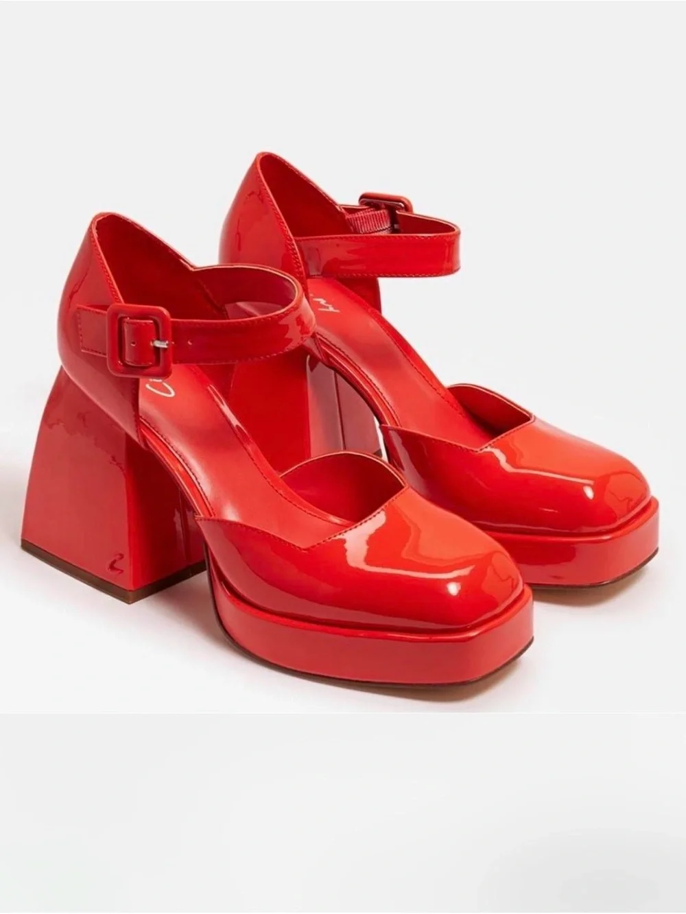 Circus Ivy by Sam Edelman Red Patent Platform Mary Jane Heels with Ankle Strap 8